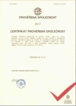 certifikát prověřená společnost
